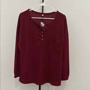 Burgundy Henley Shirt